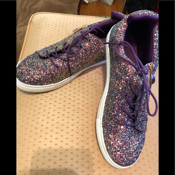 purple glitter tennis shoes